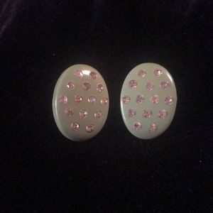 Vintage green rhinestone clip-on earrings